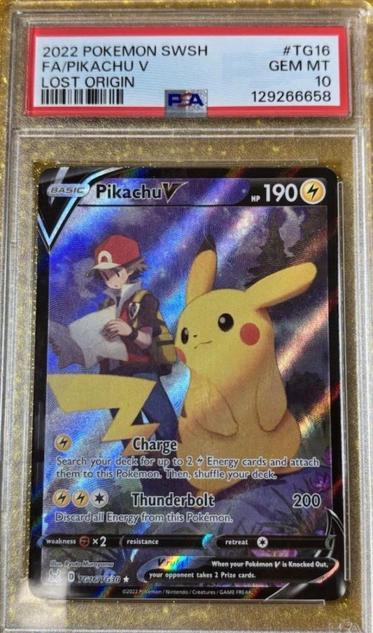 CARTA POKEMON FA/PIKACHU V Lost Origin #TG16 GEM MT 10