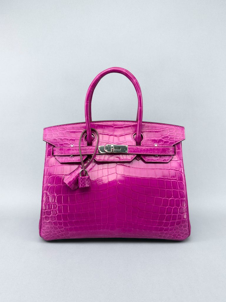 Hermes Birkin 30 Shiny Crocodile Rose Scheherazade Palladium Hardware