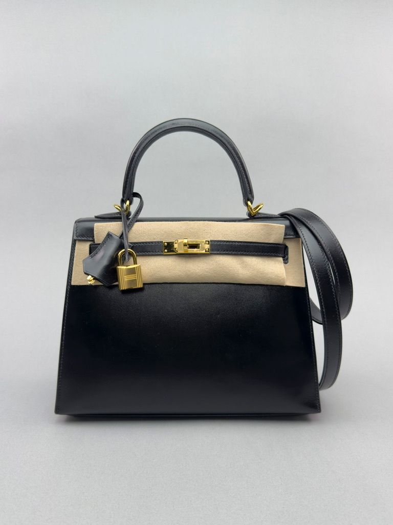 Hermes Kelly 25 Box Black Gold Hardware