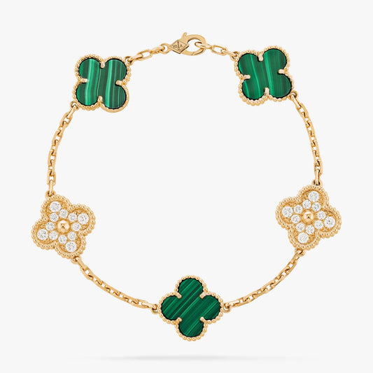 Bracelet Tipo Van Cleef & Arpels Vintage Alhambra Diamonds Green
