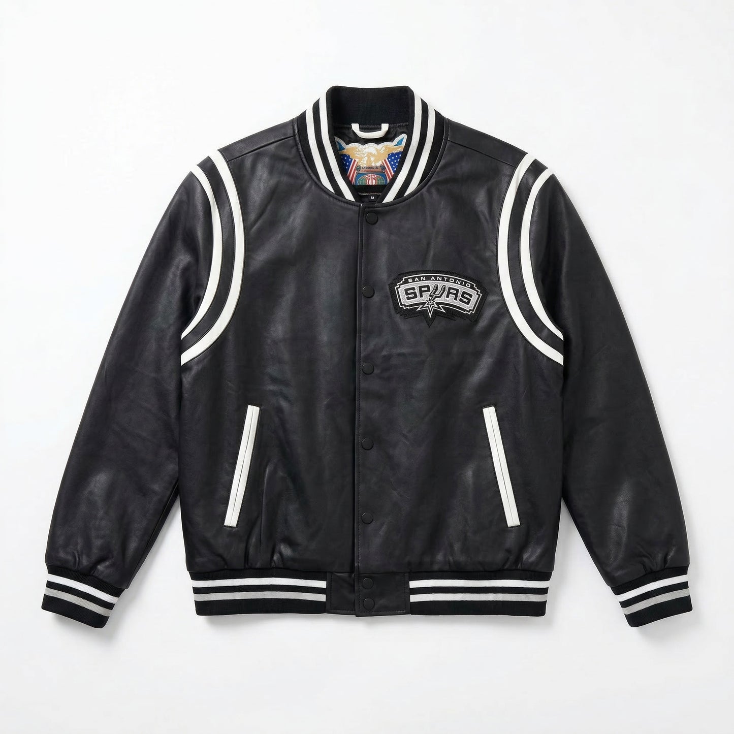 SAN ANTONIO SPURS VEGAN LEATHER JACKET Black / White