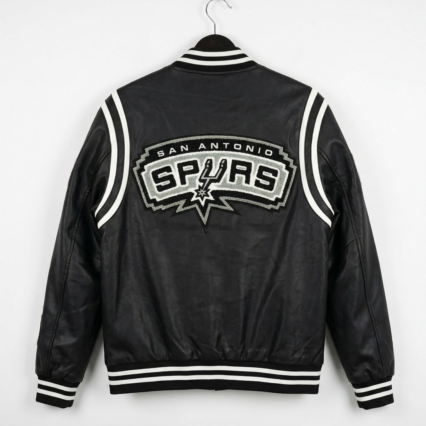 SAN ANTONIO SPURS VEGAN LEATHER JACKET Black / White