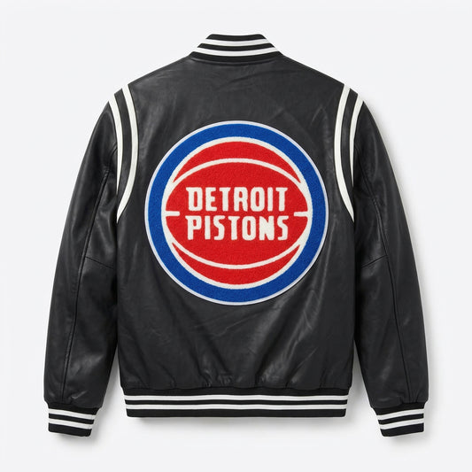 DETROIT PISTONS VEGAN LEATHER JACKET Black / White