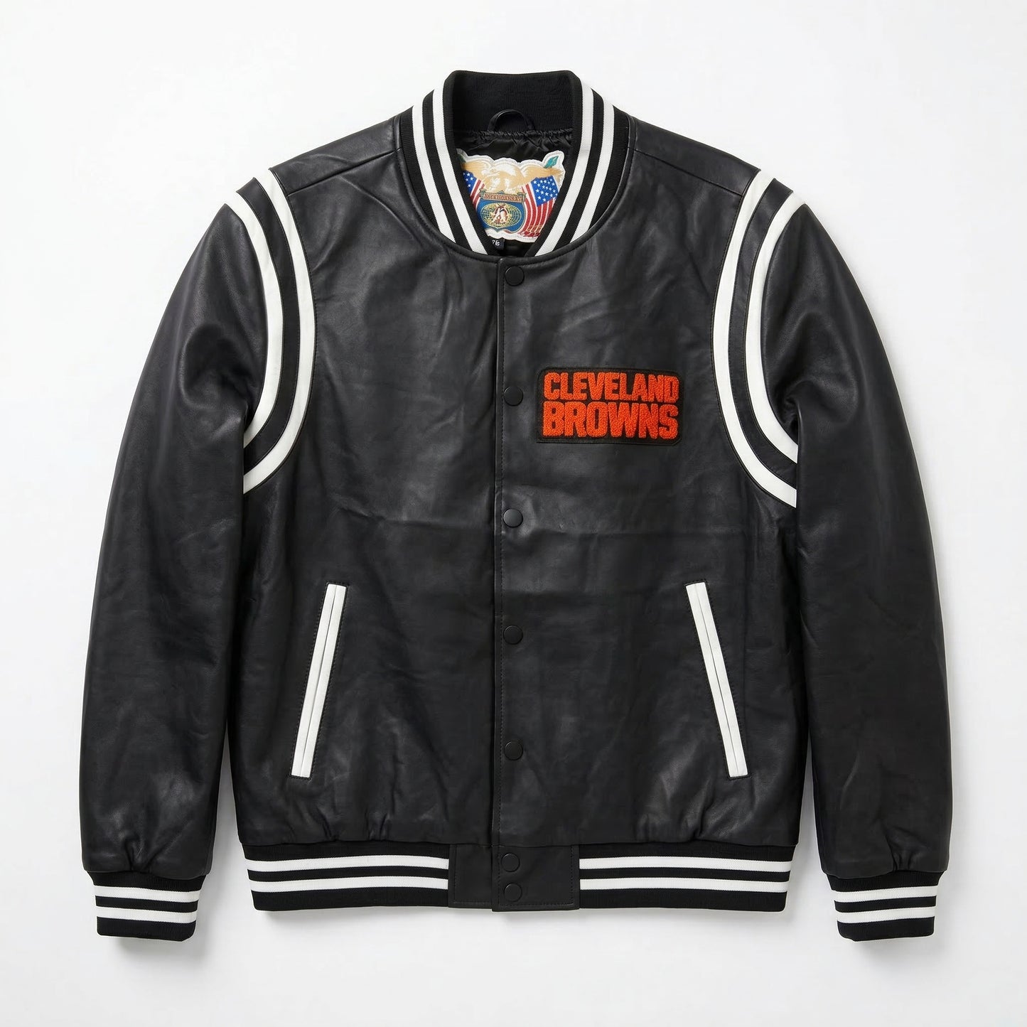 CLEVELAND BROWNS VEGAN LEATHER JACKET Black / White