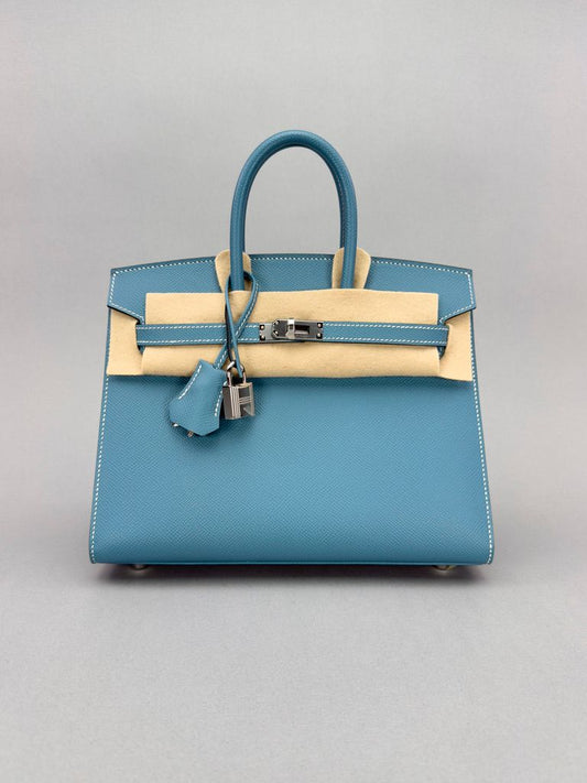 Hermes Birkin 25 Epsom New Blue Jean Palladium Hardware