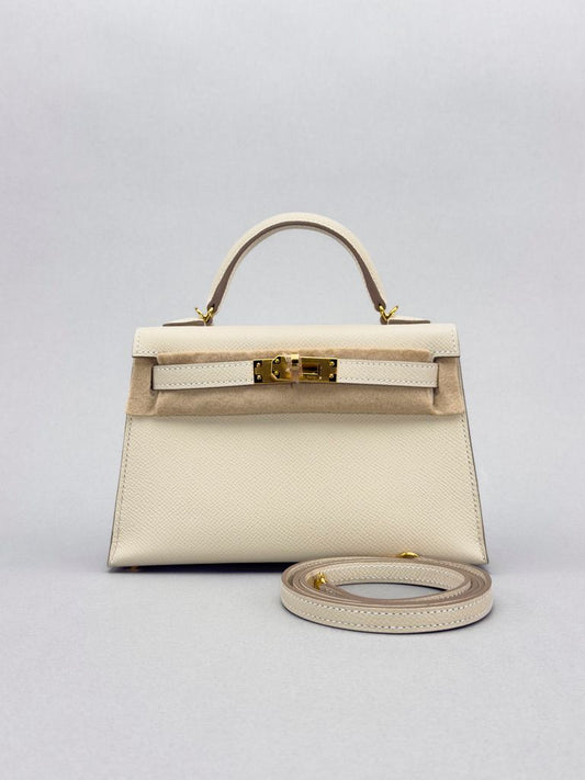 Hermes Mini Kelly 20 Epsom Craie Gold Hardware