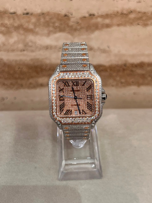 Cartier Santos Full Ice Rose Gold Big Diamond Talla L 2026 con caja y papeles