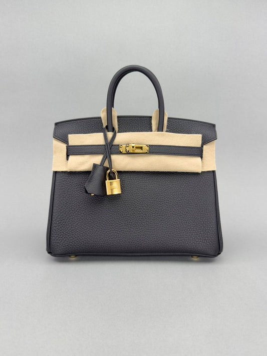 Hermes Birkin 25 Togo Black Gold Hardware