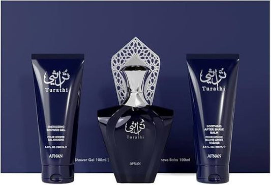 Set Afnan Turathi Blue 3 Pzs – EDP 90ML + Gel de Ducha 100ML + Bálsamo After Shave 100ML