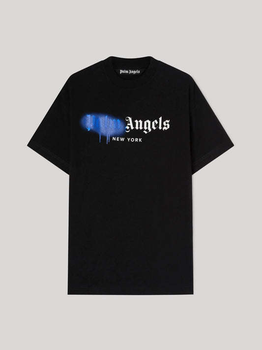 PALM ANGELS BLACK BLUE "NEW YORK" T-SHIRT