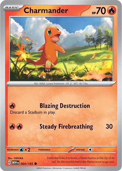 Carta Pokémon Charmander 004/165 SV: 151