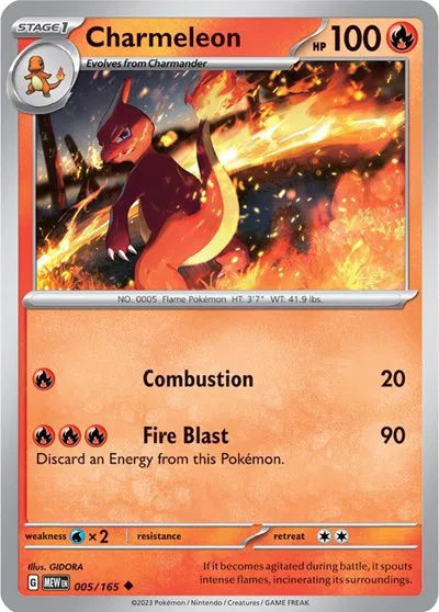 Carta Pokémon Charmeleon 005/165 SV: 151