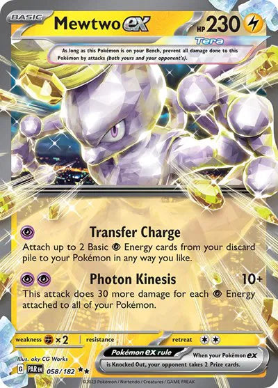 Carta Pokémon Mewtwo ex 058/182 Paradox Rift