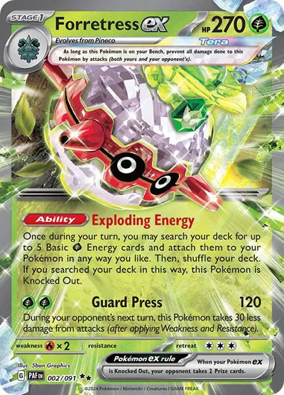 Carta Pokémon Forretress ex 002/091 Paldean Fates