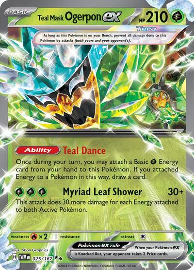 Carta Pokémon Teal Mask Ogerpon ex 025/167 Twilight Masquerade