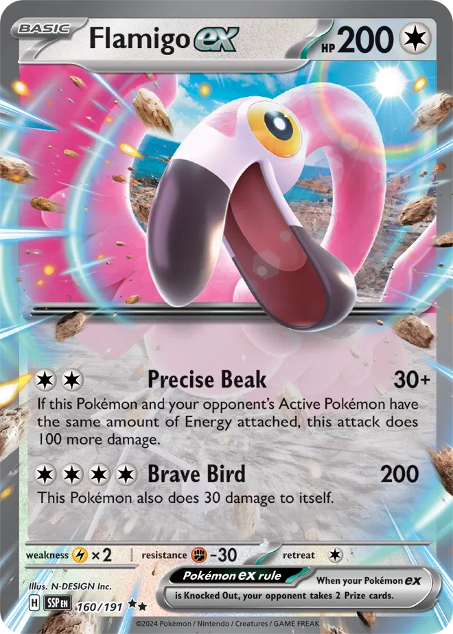Carta Pokémon Flamigo ex 160/191 Surging Sparks