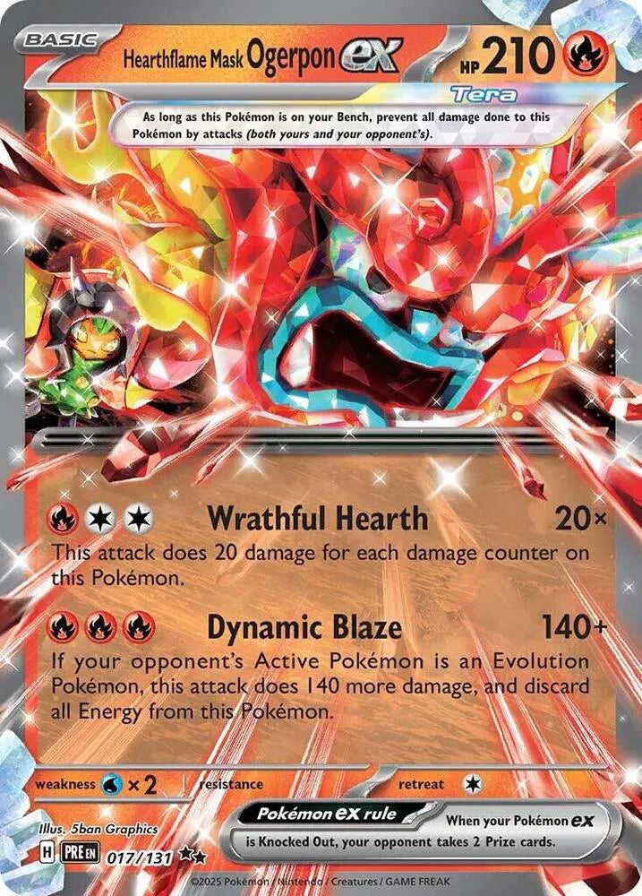 Carta Pokémon Hearthflame Mask Ogerpon ex 017/131 Prismatic Evolutions