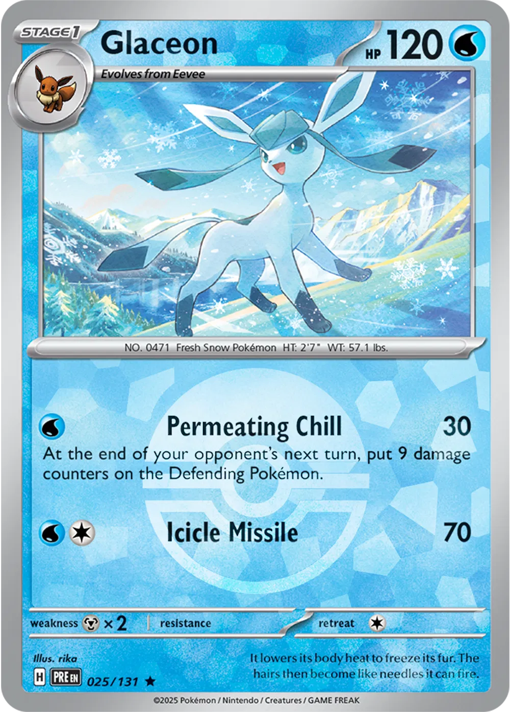 Carta Pokémon Glaceon (Poke Ball Pattern) 025/131 Prismatic Evolutions