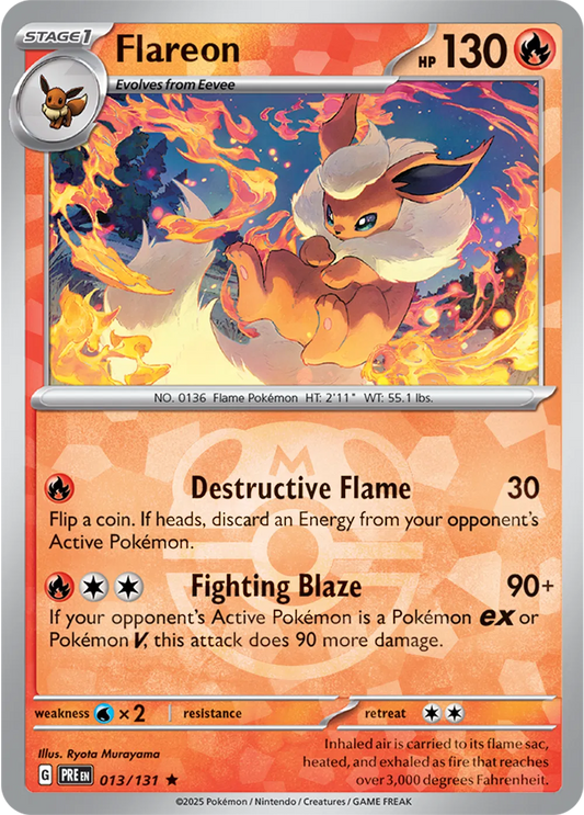 Carta Pokémon Flareon (Master Ball Pattern) 013/131 Prismatic Evolutions
