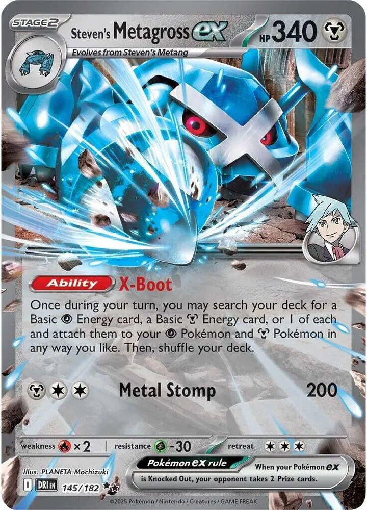 Carta Pokémon Steven's Metagross ex 145/182 Destined Rivals