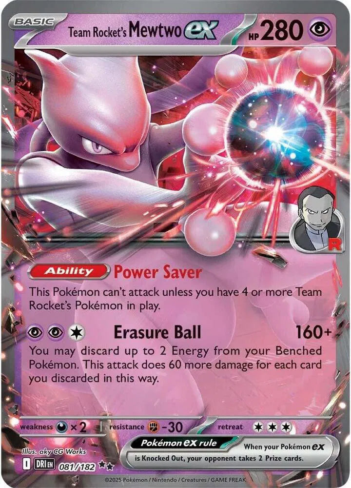 Carta Pokémon Team Rocket's Mewtwo ex 081/182 Destined Rivals