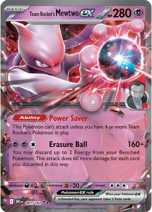 Carta Pokémon Team Rocket's Mewtwo ex 081/182 Destined Rivals