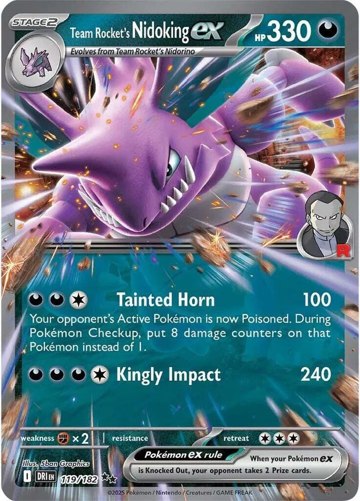 Carta Pokémon Team Rocket's Nidoking ex 119/182 Destined Rivals