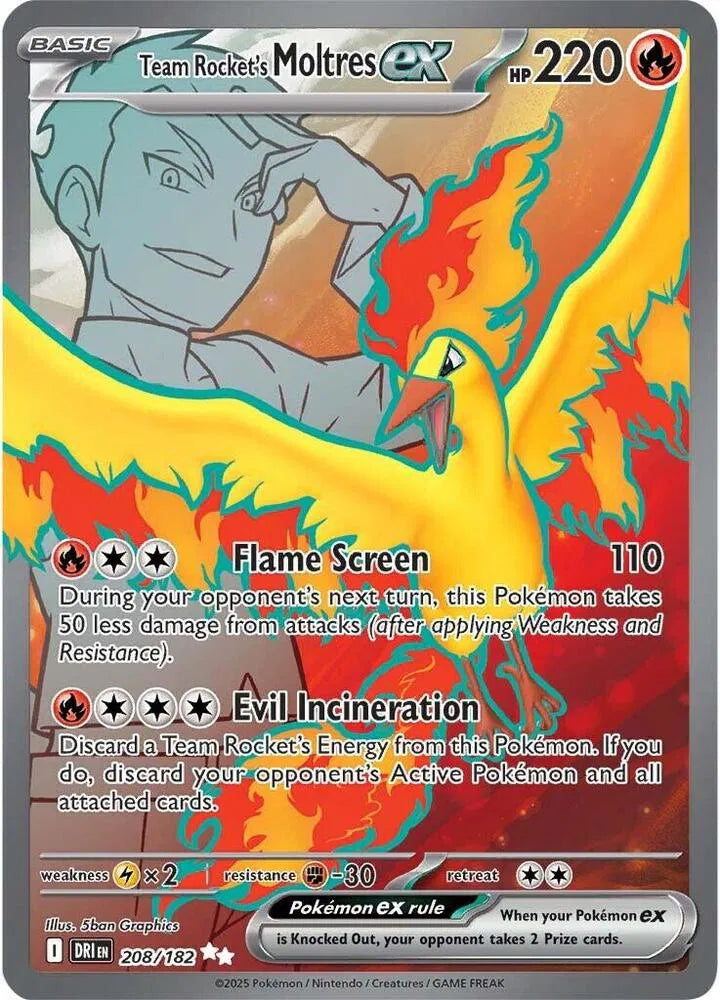 Carta Pokémon Team Rocket's Moltres ex 208/182 Destined Rivals