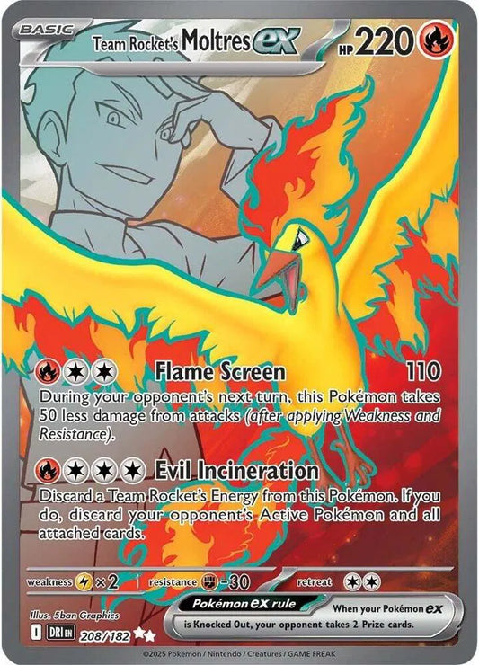 Carta Pokémon Team Rocket's Moltres ex 208/182 Destined Rivals
