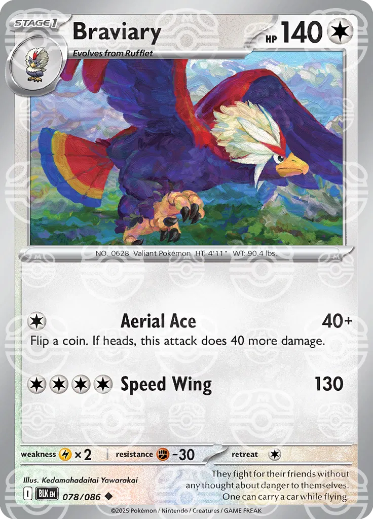 Carta Pokémon Braviary (Master Ball Pattern) 078/086 Black Bolt