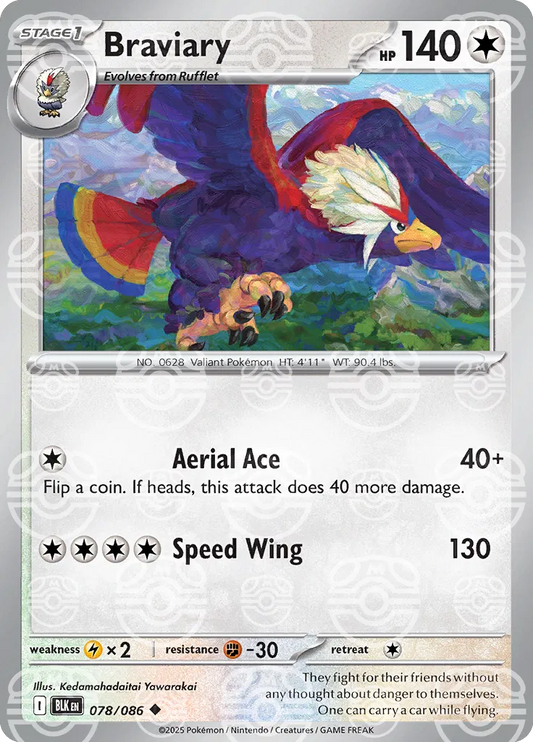 Carta Pokémon Braviary (Master Ball Pattern) 078/086 Black Bolt
