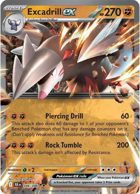 Carta Pokémon Excadrill ex 046/086 Black Bolt