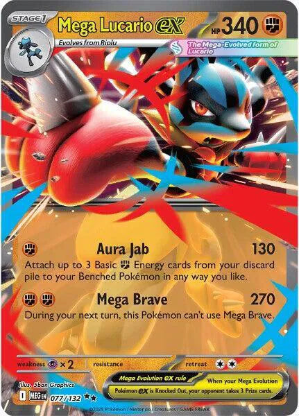 Carta Pokémon Mega Lucario ex 077/132 Mega Evolution