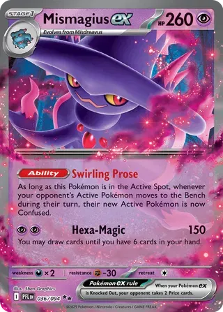 Carta Pokémon Mismagius ex 036/094 Phantasmal Flames