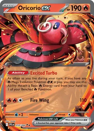 Carta Pokémon Oricorio ex 018/094 Phantasmal Flames