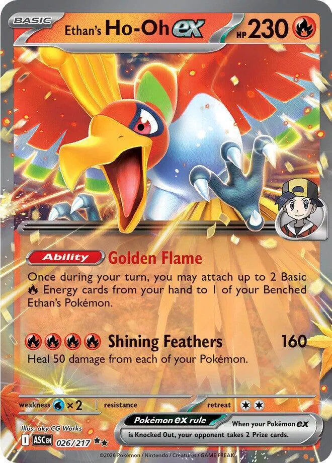Carta Pokémon Ethan's Ho-Oh ex 026/217 Ascended Heroes