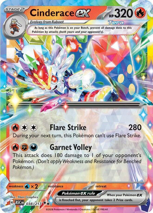 Carta Pokémon Cinderace ex 038/217 Ascended Heroes