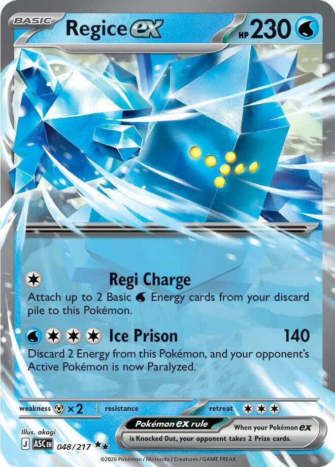 Carta Pokémon Regice ex 048/217 Ascended Heroes