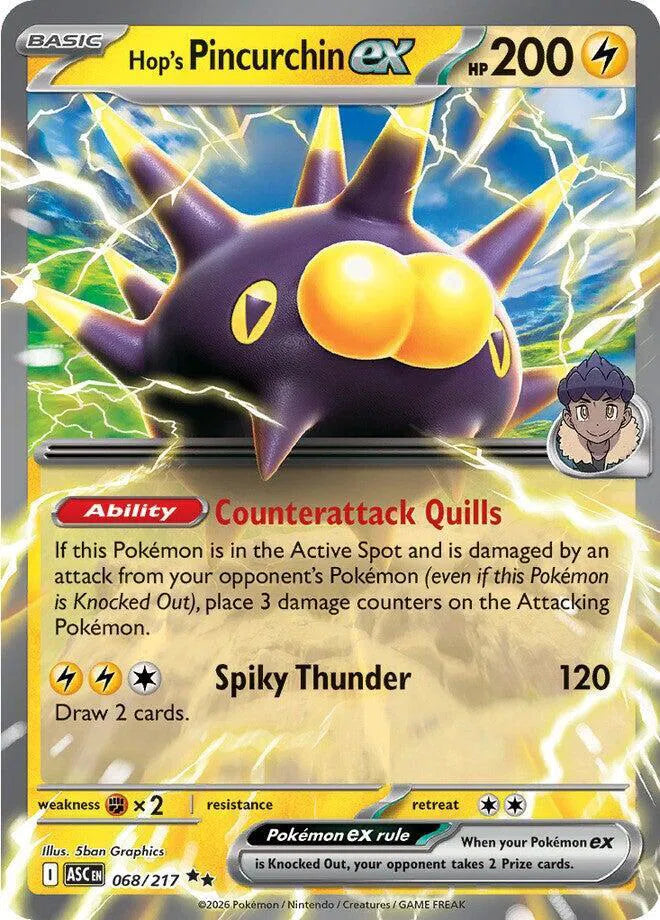 Carta Pokémon Hop's Pincurchin ex 068/217 Ascended Heroes