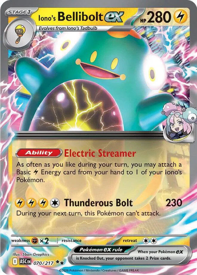 Carta Pokémon Iono's Bellibolt ex 070/217 Ascended Heroes