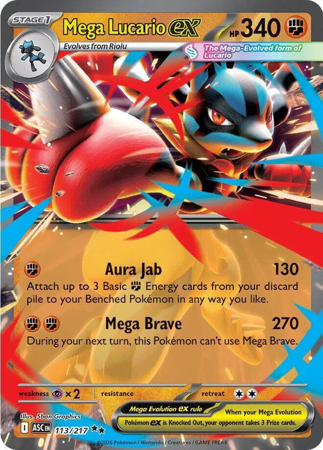 Carta Pokémon Mega Lucario ex 113/217 Ascended Heroes