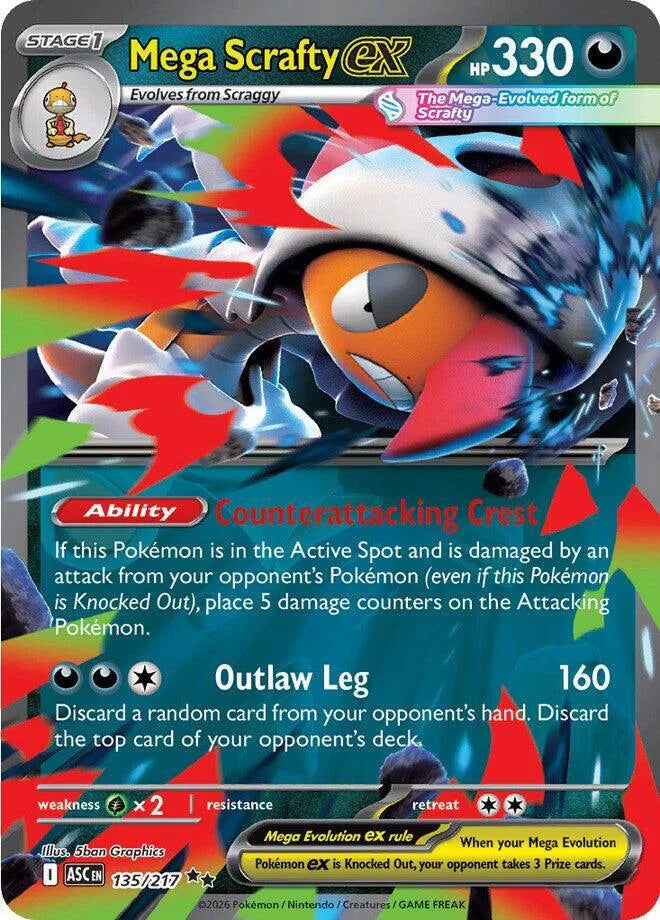 Carta Pokémon Mega Scrafty ex 135/217 Ascended Heroes