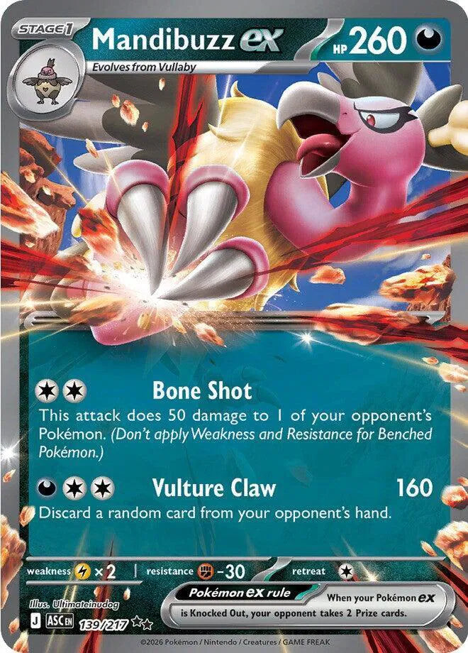 Carta Pokémon Mandibuzz ex 139/217 Ascended Heroes