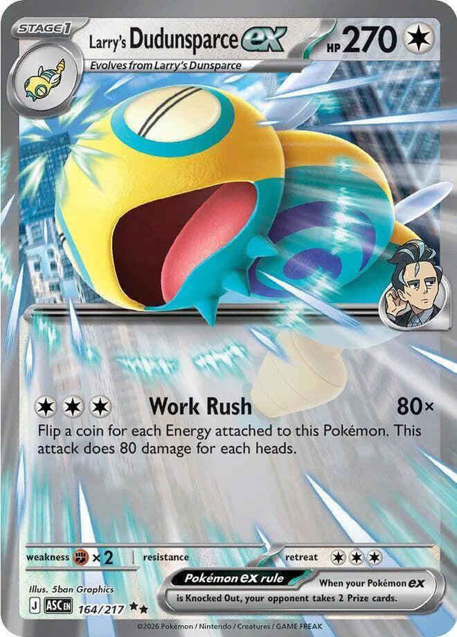 Carta Pokémon Larry's Dudunsparce ex 164/217 Ascended Heroes