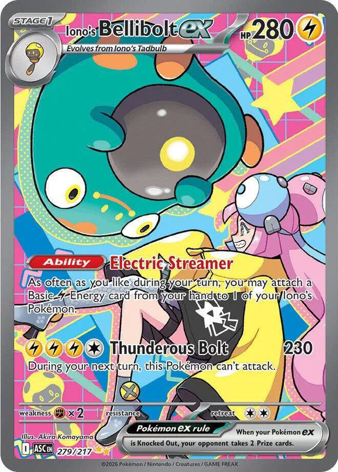 Carta Pokémon Iono's Bellibolt ex 279/217 Ascended Heroes