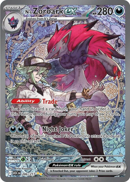 Carta Pokémon N's Zoroark ex 286/217 Ascended Heroes