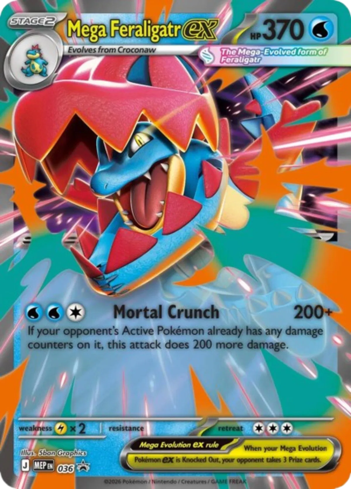 Carta Pokémon Mega Feraligatr ex 036 Mega Evolution Promos