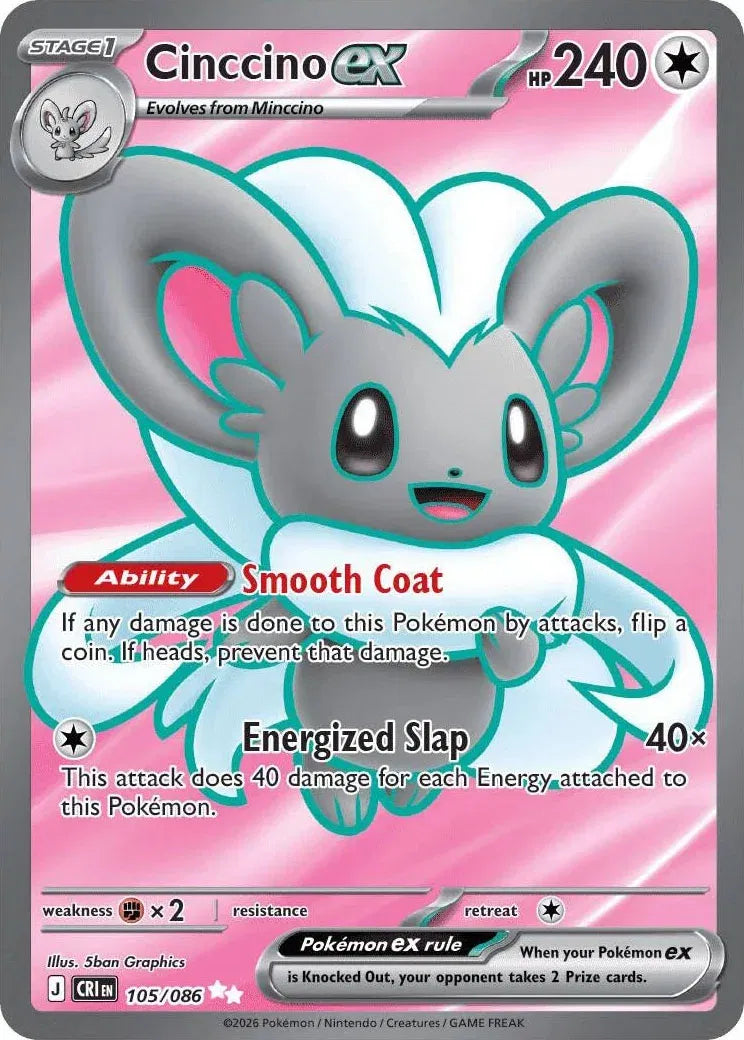 Carta Pokémon Cinccino ex 105/086 Chaos Rising
