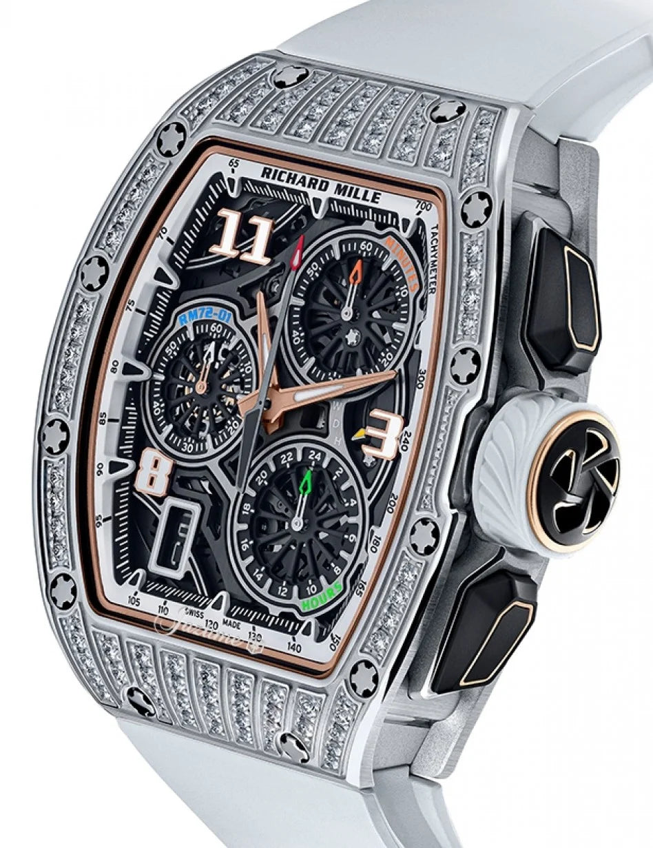 Richard Mille RM 72-01 Flyback Chronograph White Gold & Medium Set Diamonds