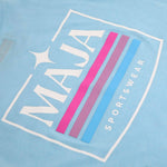 Camiseta Maja Jaspeada Azul Emblema - Manga Corta